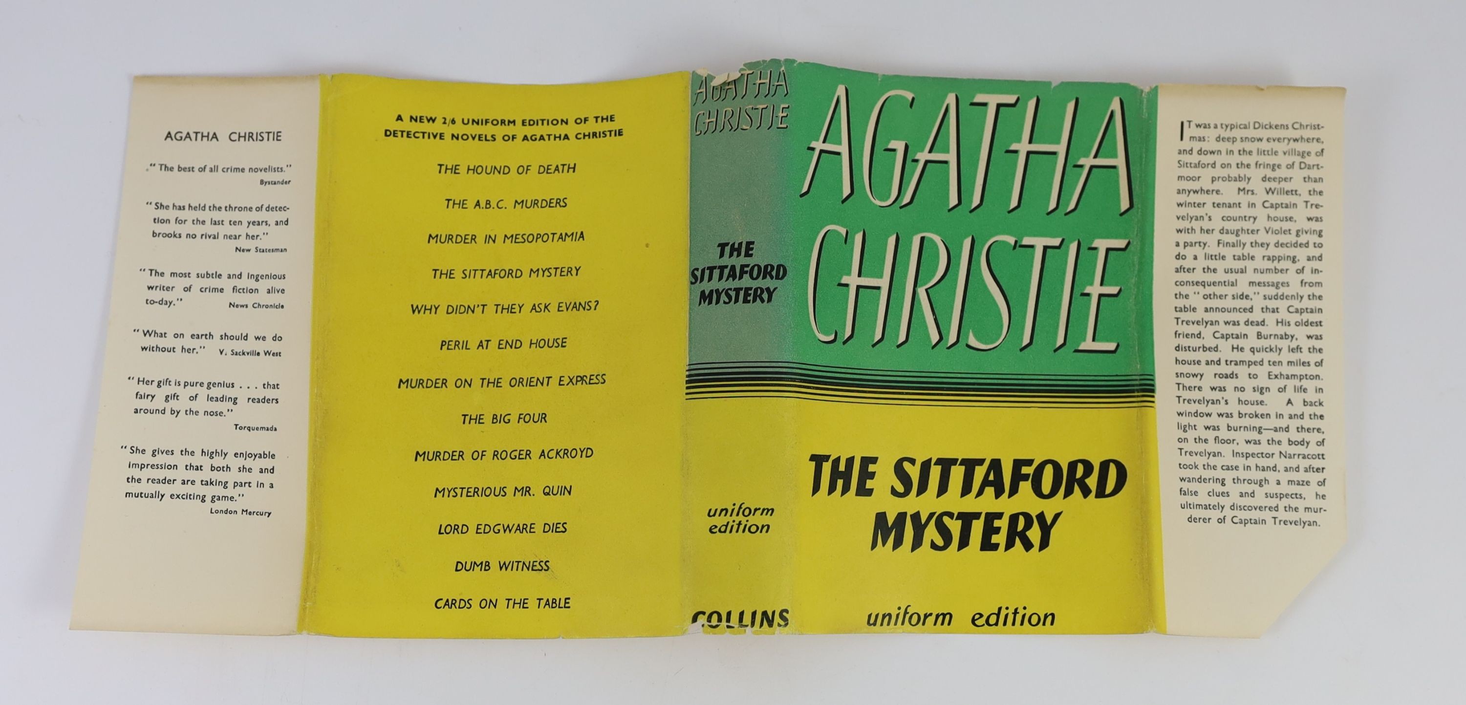 Christie, Agatha - 12 works - Partners in Crime, with torn d/j, with loss to spine and lower rear panel, nd, [1929], Death on the Nile, 2nd impression, in unclipped d/j, with loss to lower spine, 1938; Cards on the Table